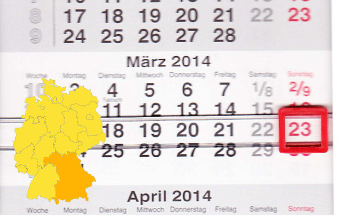 Im Bundesland Bayern laden am 23.03.2014 Aichach, Allersberg, Ampfing, Burgau, Bürgstadt, Glonn, Heroldsbach, Lichtenfels, Mellrichstadt, Nabburg, Passau, Pfreimd, Plattling, Regenstauf, Tittmonig, Uffenheim, Wallersdorf und Zeil am Main zum verkaufsoffe