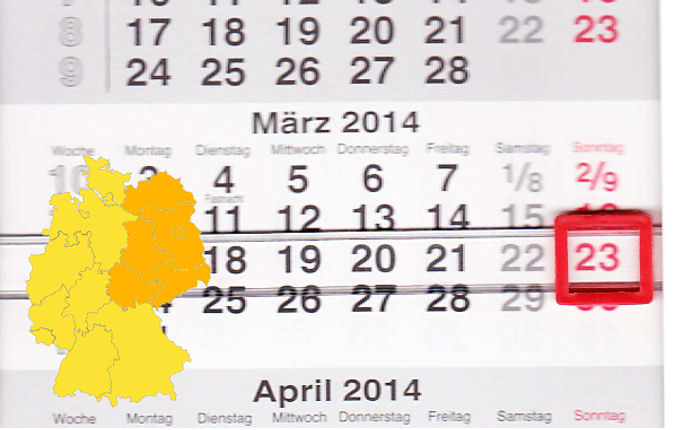 In den neuen Bundesländern und Berlin laden am 23.03.2014 Cottbus-Willmersdorf, Groräschen, Gross Kreutz OT Jeserig, Großschirma, Langenwolschendorf, Möser bei Magdeburg, Neustrelitz und Weißwasser zum verkaufsoffenen Sonntag ein.