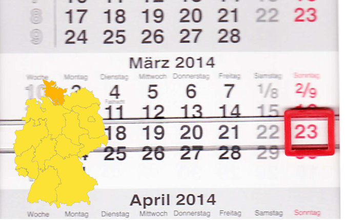 In Schleswig-Holstein laden am 23.03.2014 Bad Bramstedt und Eutin zum verkaufsoffenen Sonntag ein.