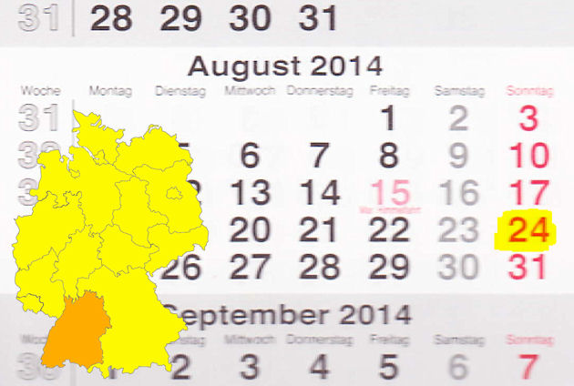 In Baden-Württemberg laden am 24.08.2014 die Orte Ilvesheim und Mannheim zum verkaufsoffenen Sonntag ein.