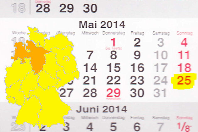 In Niedersachsen laden am 25.05.2014 die Orte Einbeck, Elsfleth, Papenburg, Rhauderfehn, Springe-Eldagsen, Uchte, Winsen (Luhe) und Wunstorf zum verkaufsoffenen Sonntag ein.