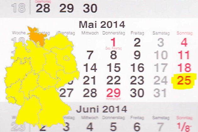 In Schleswig-Holstein laden am 25.05.2014 die Orte Gettorf, Lübeck und Pinneberg zum verkaufsoffenen Sonntag ein.