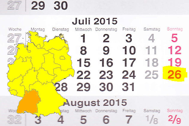 In Baden-Württemberg laden am 26.07.2015 die Orte Häusern, Hüttlingen, Keltern, Mühlacker, Ottenhöfen und Schwäbisch Hall (teilweise) zum verkaufsoffenen Sonntag ein.