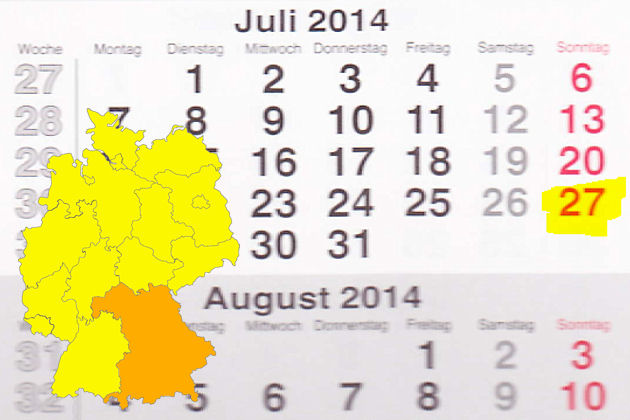 In Bayern laden am 27.07.2014 die Orte Eichenau, Greding, Maisach, Riedenburg, Schwandorf und Zirndorf zum verkaufsoffenen Sonntag ein.