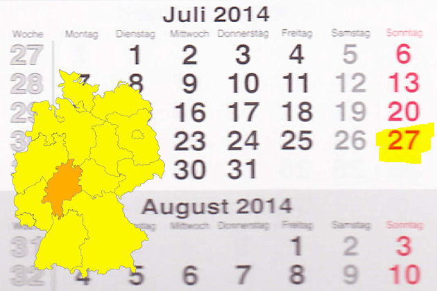 In Hessen laden am 27.07.2014 die Orte Bürstadt, Erbach (Odenwald), Gelnhausen und Wetzlar zum verkaufsoffenen Sonntag ein.