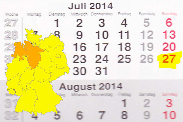 In Niedersachsen laden am 27.07.2014 die Orte Bad Lauterberg im Har, Hannover, Langenhagen, Papenburg und Visbek zum verkaufsoffenen Sonntag ein. Im Zwei-Städte-Staat Bremen öffnen die Läden teilweise in Bremerhaven.