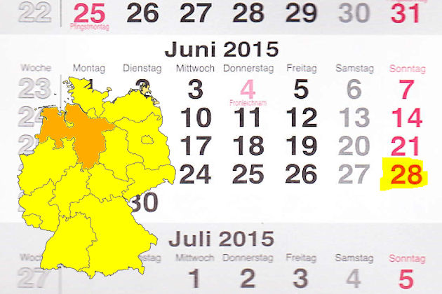 In Niedersachsen laden am 28.06.2015 die Orte Bremervörde, Osterode am Harz, Schortens und Soltau (teilweise) zum verkaufsoffenen Sonntag ein.