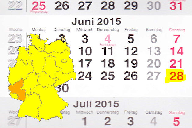 In Rheinland-Pfalz laden am 28.06.2015 die Orte Gebhardshain, Prüm und Wörrstadt (teilweise) zum verkaufsoffenen Sonntag ein.