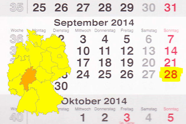 In Hessen laden am 28.09.2014 die Orte Braunfels, Büdingen, Dillenburg, Eschwege, Frankenberg an der Eder, Griesheim, Hanau und Wiesbaden zum verkaufsoffenen Sonntag ein.