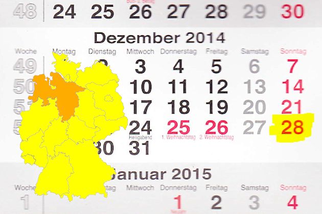 In Niedersachsen laden am 28.12.2014 die Orte Aurich, Bad Bederkesa, Bad Lauterberg, Bassum, Bramsche, Burgdorf, Buxtehude, Celle, Cloppenburg, Delmenhorst, Einbeck, Garbsen, Georgsmarienhütte, Gifhorn, Goslar, Hameln, Hannover, Holzminden, Isernhagen, L