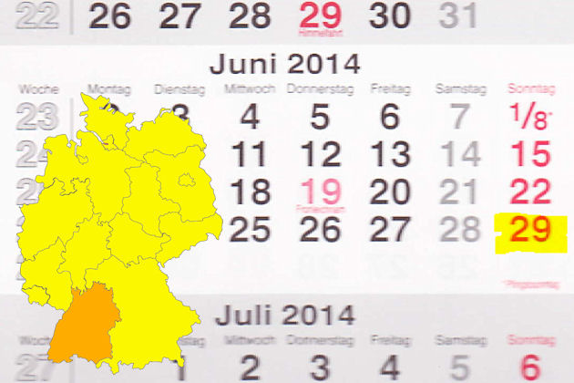In Baden-Württemberg laden am 29.06.2014 die Orte Aalen, Bad Liebenzell, Ladenburg, Marbach am Neckar, Markgröningen, Neresheim, Oberkochen, Rosenfeld, Stuttgart, Untergruppenbach und Weinsberg zum verkaufsoffenen Sonntag ein.