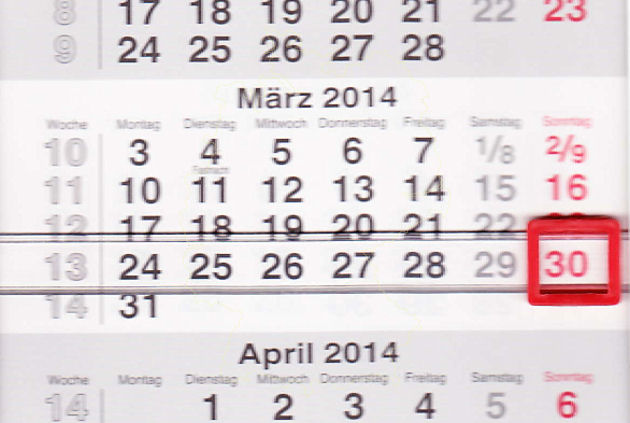 Am 30.03.2014 ist u.a. in Tauberbischofsheim, Spaichingen, Gundelfingen, Haslach im Kinzigtal, Frankfurt (Main), Donauwörth, Fürth, Wiesmoor, Lilienthal, Bad Lauterberg im Harz, Buxtehude, Stade, Rheine, Kaarst, Kastellaun, Konz, Morbach, Stralsund, Mei