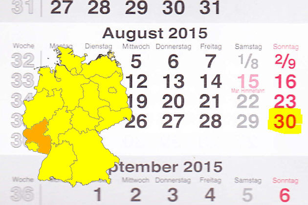 In Rheinland-Pfalz laden am 30.08.2015 die Orte Adenau, Kandel (Pfalz), Rennerod Schifferstadt und Zweibrücken (teilweise) zum verkaufsoffenen Sonntag ein.