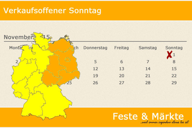 Wo ist am 01.11.2015 (Allerheiligen) verkaufsoffener Sonntag in Berlin, Brandenburg, Mecklenburg-Vorpommern, Sachsen, Sachsen-Anhalt und Thürigen?text